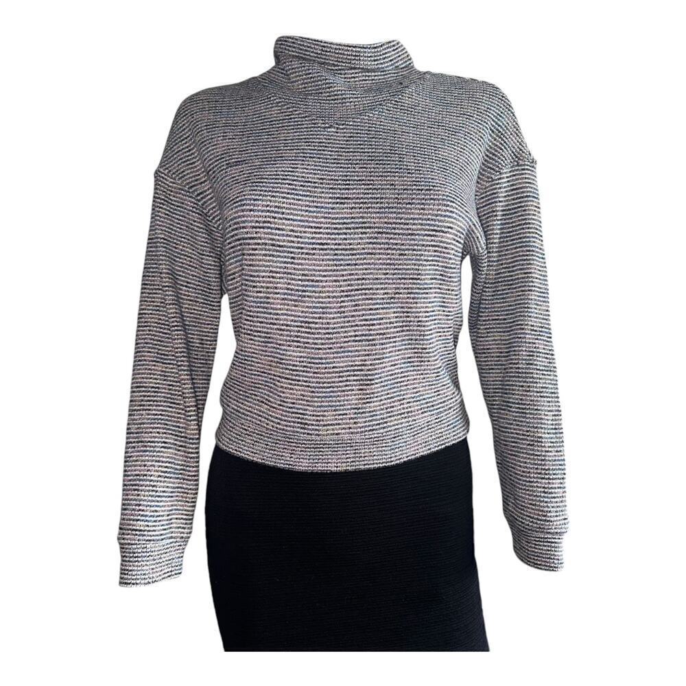 Madewell XS Sweater Neutral Turtleneck Rainbow Ribbed Texture Knit